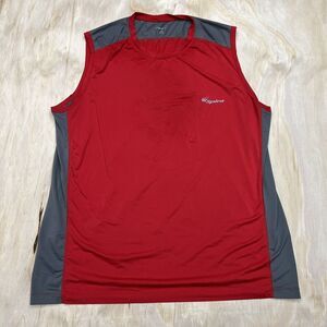 USED XXL Spira Crew Neck Workout Running Sleeveless Shirt Red Gray